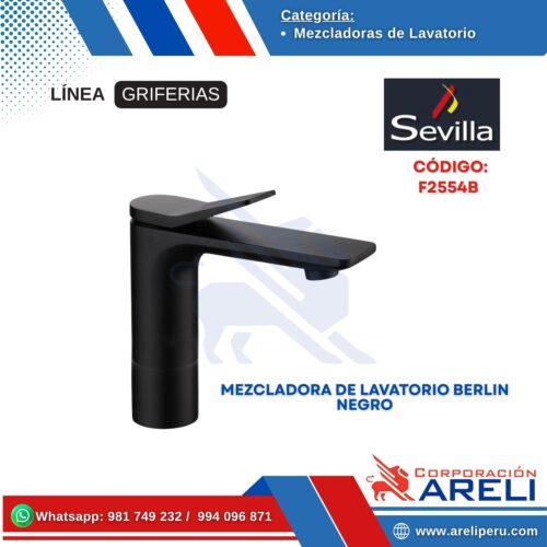 MEZCLADORA DE LAVATORIO BERLIN NEGRO- SEVILLA