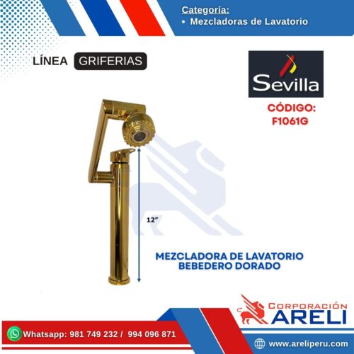 MEZCLADORA DE LAVATORIO BEBEDERO DORADO- SEVILLA
