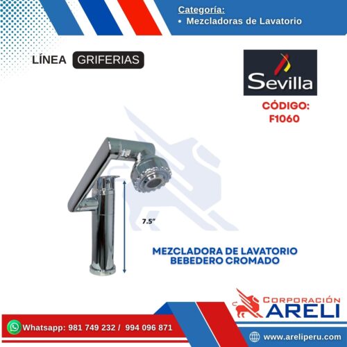 MEZCLADORA DE LAVATORIO BEBEDERO CROMADO- SEVILLA