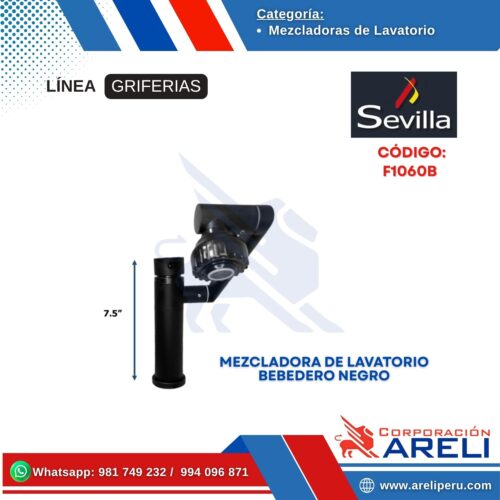 MEZCLADORA DE LAVATORIO BEBEDERO NEGRO- SEVILLA