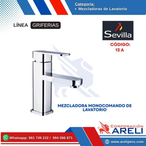 MEZCLADORA MONOCOMANDO DE LAVATORIO 13A SEVILLA