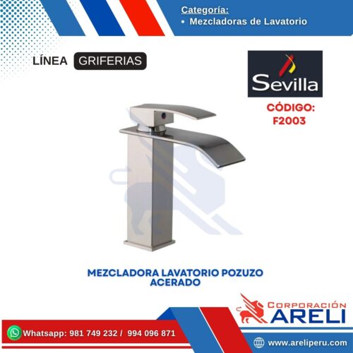 MEZCLADORA LAVATORIO POZUZO ACERADO SEVILLA