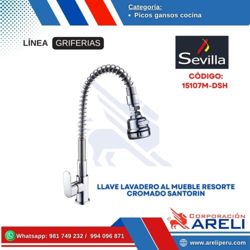 LLAVE LAVADERO AL MUEBLE RESORTE CROMADO SANTORIN- SEVILLA