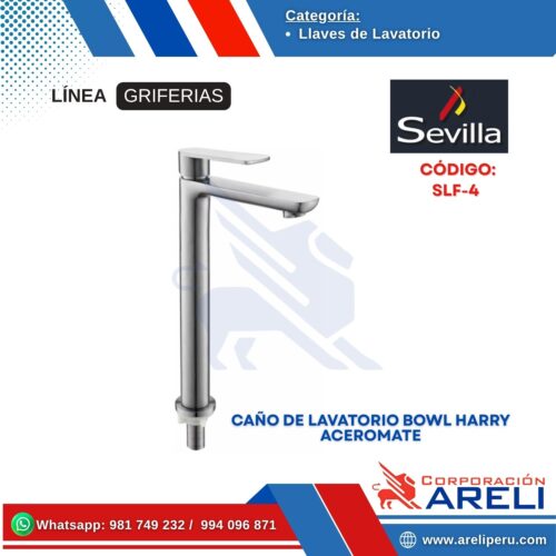 CAÑO DE LAVATORIO BOWL HARRY ACEROMATE- SEVILLA