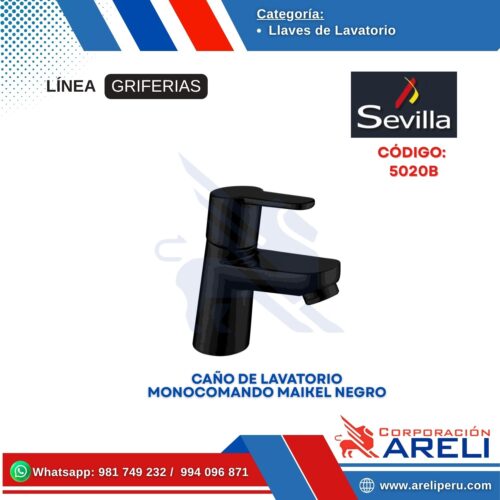 CAÑO DE LAVATORIO MONOCOMANDO MAIKEL NEGRO- SEVILLA