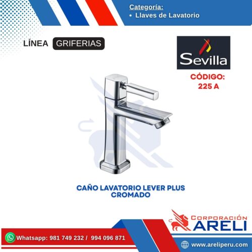 CAÑO LAVATORIO LEVER PLUS CROMADO- SEVILLA
