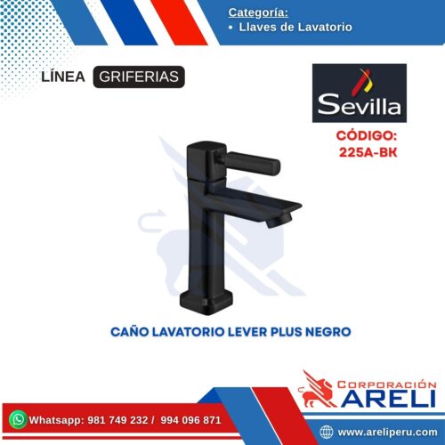CAÑO LAVATORIO LEVER PLUS NEGRO- SEVILLA