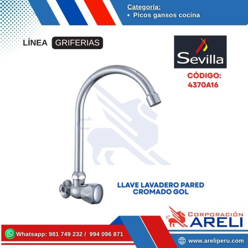 LLAVE LAVADERO PARED CROMADO GOL- SEVILLA
