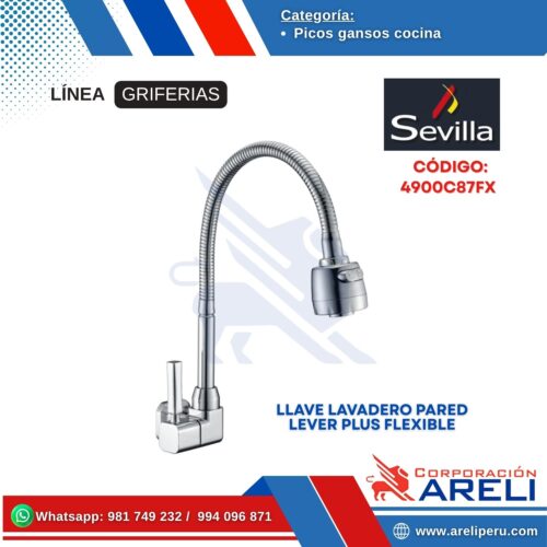 LLAVE LAVADERO PARED LEVER PLUS FLEXIBLE- SEVILLA