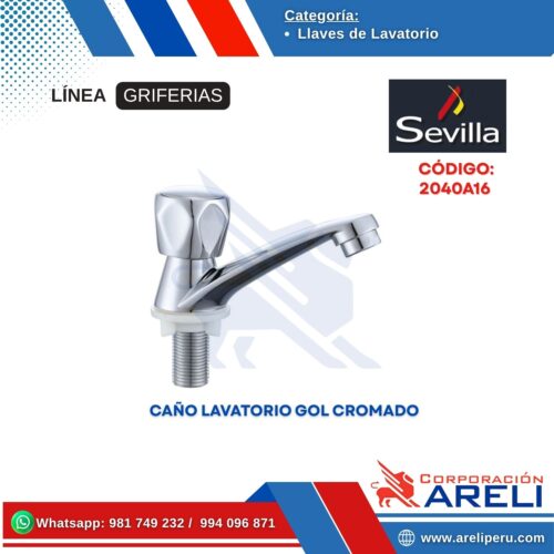 CAÑO LAVATORIO GOL CROMADO SEVILLA