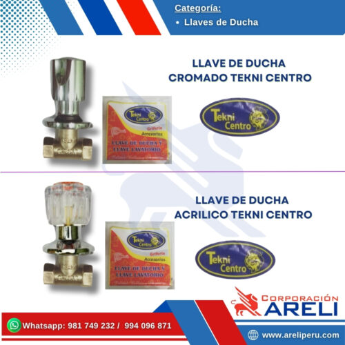 LLAVE DE DUCHA CROMADO Y ACRILICO TEKNI CENTRO
