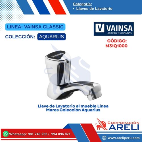 Llave de Lavatorio al mueble Línea Mares Colección Aquarius - VAINSA