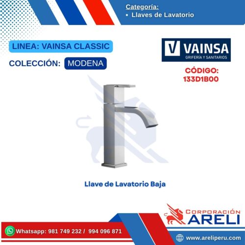 Llave de Lavatorio Baja Coleccion Modena - VAINSA