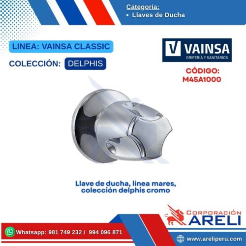 Llave de ducha, línea mares, colección delphis cromo - VAINSA