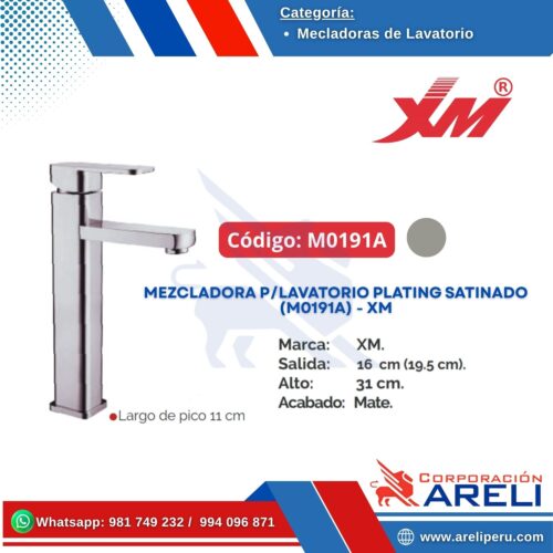 MEZCLADORA P/LAVATORIO PLATING SATINADO (M0191A) - XM