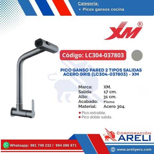 PICO GANSO PARED 2 TIPOS SALIDAS ACERO GRIS (LC304-037803) - XM