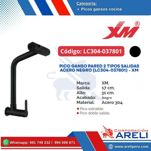 PICO GANSO PARED 2 TIPOS SALIDAS ACERO NEGRO (LC304-037801) - XM