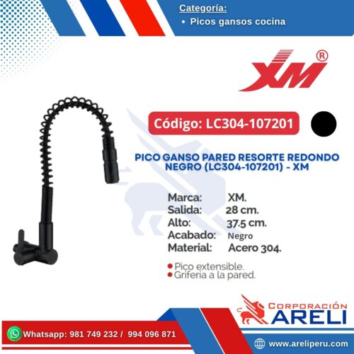 PICO GANSO PARED RESORTE REDONDO NEGRO (LC304-107201) - XM