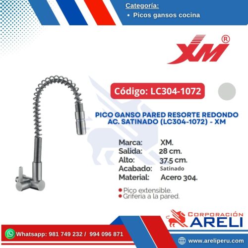 PICO GANSO PARED RESORTE REDONDO AC. SATINADO (LC304-1072) - XM