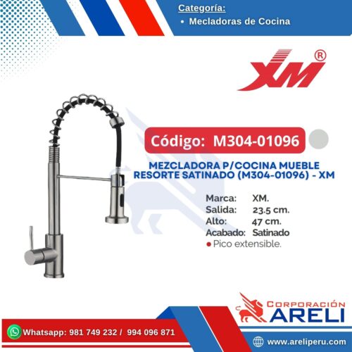 MEZCLADORA P/COCINA MUEBLE RESORTE SATINADO (M304-01096) - XM