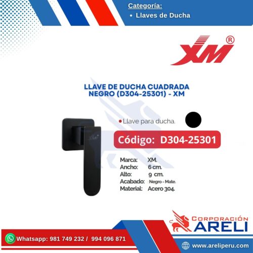 LLAVE DE DUCHA CUADRADA NEGRO (D304-25301) - XM
